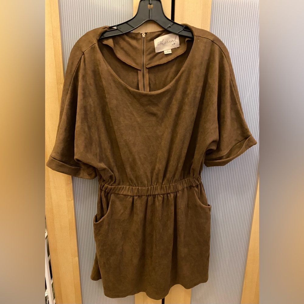 Ethereal By Paper Crane Anthropologie brown mini dress Size Small